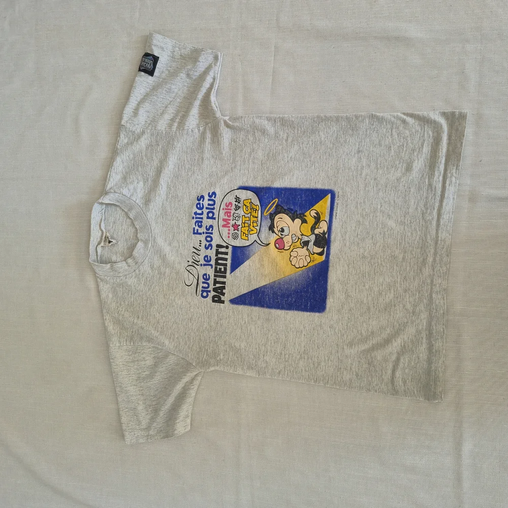 Vintage 1997 French Graphic Tee | Patient Cartoon Grey Marl - Picture 11 of 12